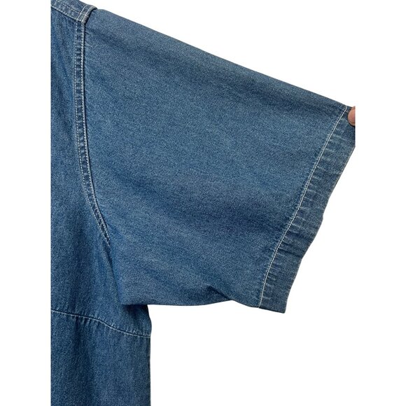 Vintage Cabin Creek Jean Shirt Size 1X Safari Animal Embroidery & Button-Front - Picture 11 of 16